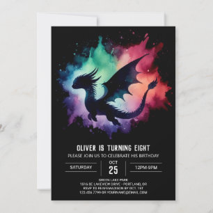 Invitation Aquarelle Fantastique Dragon Anniversaire