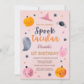 Invitation Aquarelle Fantôme Citrouille Halloween Anniversair (Devant)