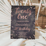 Invitation Aquarelle Faux rose en or confetti 21e anniversair<br><div class="desc">Faux rose or confetti splatters gris aquarelle batik 21e anniversaire Une invitation moderne 21e anniversaire avec moderne, original et simple faux rose or feuille invitation avec rose or confetti splatters et écriture de style main typographie de brosse sur un arrière - plan d'aquarelle batik gris peint à la main. ....</div>