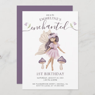 Invitation Aquarelle fée enchantée 1er anniversaire