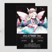 Invitation Aquarelle Fée enchantée Anniversaire (Devant / Derrière)