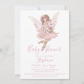 Invitation Aquarelle Fée et Fleurs Illustrations Douche (Devant)