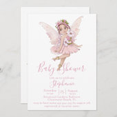 Invitation Aquarelle Fée et Fleurs Illustrations Douche (Devant / Derrière)