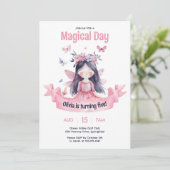 Invitation Aquarelle Fée Magique Princesse Anniversaire (Debout devant)