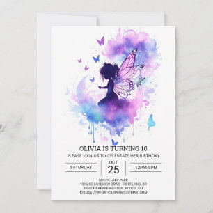 Invitation Aquarelle Fée Personnalisée Anniversaire