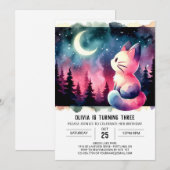 Invitation Aquarelle Feline Chat Anniversaire (Devant / Derrière)
