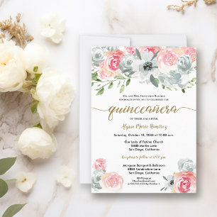 Invitation Aquarelle feminine Boho Quinceanera