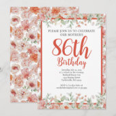 Invitation Aquarelle féminine Floral 86e fête d'anniversaire (Devant / Derrière)