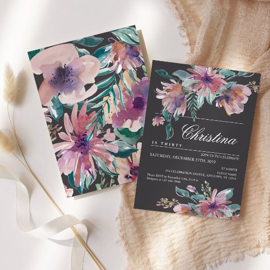 Invitation Aquarelle Femme Invitation, Main peint Floral Boho