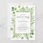 Invitation Aquarelle Ferns & Eucalyptus Frame Sweet 16 Party (Devant)
