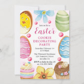 Invitation Aquarelle Fête de décoration de biscuits de Pâques (Devant)
