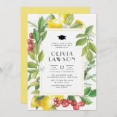 Invitation Aquarelle Fête de graduation du citron et de la ca (Devant / Derrière)