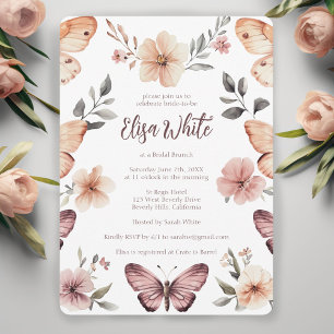 Invitation Aquarelle Fête des mariées à papillons floraux