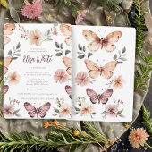 Invitation Aquarelle Fête des mariées à papillons floraux