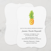 Invitation Aquarelle Fête des mariées ananas (Devant / Derrière)