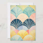 Invitation Aquarelle Fête des mariées Art Déco Vert et Or (Dos)