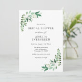 Invitation Aquarelle Fête des mariées blanche fleurie et vert (Debout devant)
