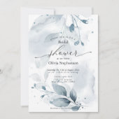 Invitation Aquarelle Fête des mariées Bleu rustique (Devant)