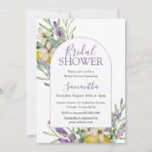 Invitation Aquarelle Fête des mariées citron et lavande (Devant)