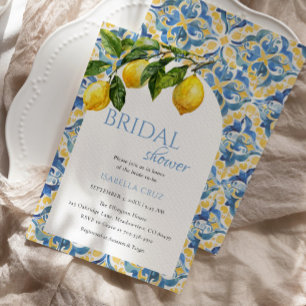 Invitation Aquarelle Fête des mariées de citron méditerranéen