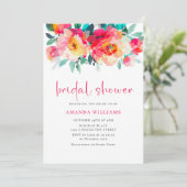 Invitation Aquarelle Fête des mariées de fleurs orange rose v (Debout devant)