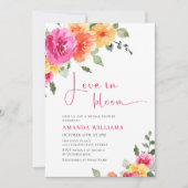 Invitation Aquarelle Fête des mariées de fleurs orange rose v (Devant)