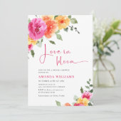 Invitation Aquarelle Fête des mariées de fleurs orange rose v (Debout devant)