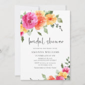 Invitation Aquarelle Fête des mariées de fleurs orange rose v (Devant)