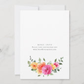 Invitation Aquarelle Fête des mariées de fleurs orange rose v (Dos)