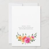 Invitation Aquarelle Fête des mariées de fleurs orange rose v (Dos)