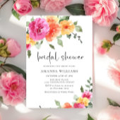 Invitation Aquarelle Fête des mariées de fleurs orange rose v