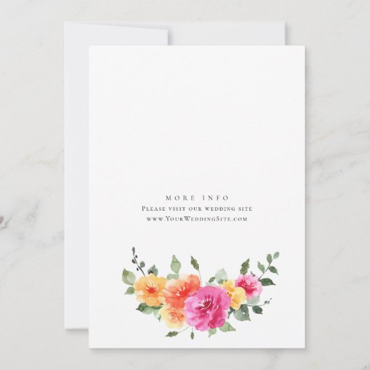 Invitation Aquarelle Fête des mariées de fleurs orange rose v (Dos)