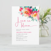 Invitation Aquarelle Fête des mariées de fleurs orange rose v (Debout devant)