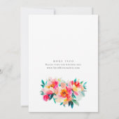 Invitation Aquarelle Fête des mariées de fleurs orange rose v (Dos)