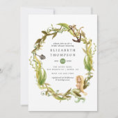 Invitation Aquarelle Fête des mariées de sirène d'algue marin (Devant)