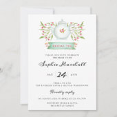Invitation Aquarelle Fête des mariées de théière Florale (Devant)