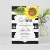 Invitation Aquarelle Fête des mariées de tournesol et rayures (Debout devant)