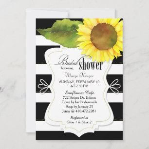 Invitation Aquarelle Fête des mariées de tournesol et rayures