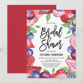 Invitation Aquarelle Fête des mariées d'été aux baies mixtes (Devant / Derrière)