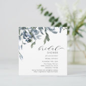 Invitation Aquarelle Fête des mariées florale bleu foncé (Debout devant)