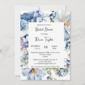 Invitation Aquarelle Fête des mariées florale bleu foncé (Devant)