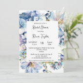 Invitation Aquarelle Fête des mariées florale bleu foncé (Debout devant)