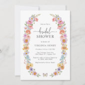 Invitation Aquarelle Fête des mariées florale brillante (Devant)