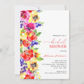 Invitation Aquarelle Fête des mariées florale colorée (Devant)