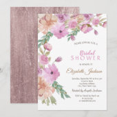 Invitation Aquarelle Fête des mariées Florale estivale (Devant / Derrière)