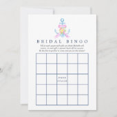 Invitation Aquarelle Fête des mariées florale marine Bingo (Devant)