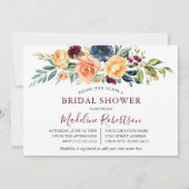 Invitation Aquarelle Fête des mariées florale mixte Bourgogne (Devant)