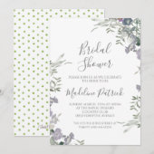 Invitation Aquarelle Fête des mariées florale pourpre (Devant / Derrière)