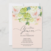 Invitation Aquarelle Fête des mariées florale rose pâle (Devant)