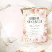 Invitation Aquarelle Fête des mariées florale rose pâle